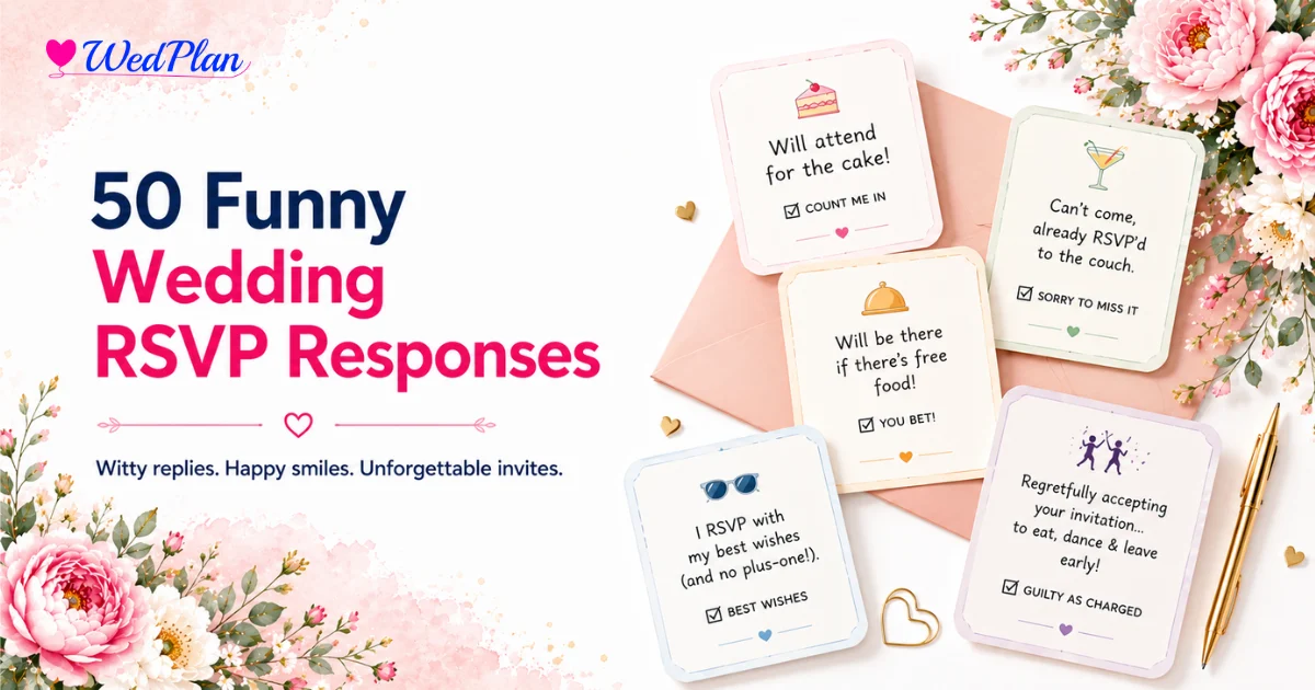 Funny wedding RSVP responses for digital wedding invites
