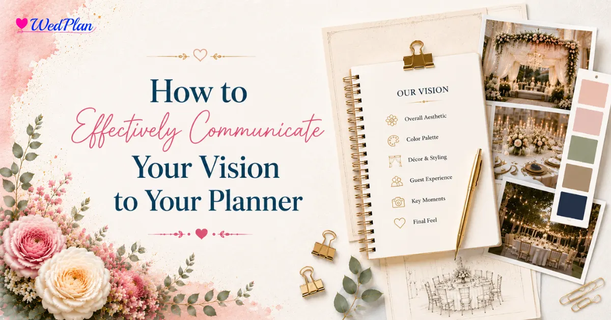 Couple planning wedding with planner